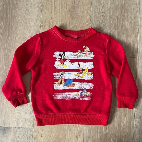 Disney Infant Boys/ Girls Mickey Mouse & Friends Red Christmas Sweatshirt Top 3T - Picture 1 of 2